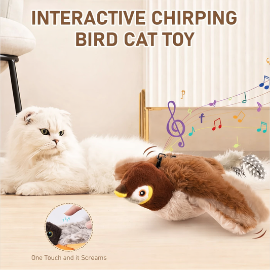 Interactive Flapping & Chirping Bird Cat Toy | USB Rechargeable