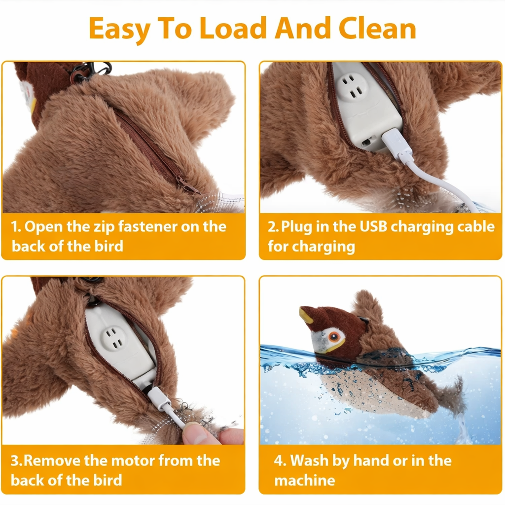 Interactive Flapping & Chirping Bird Cat Toy | USB Rechargeable