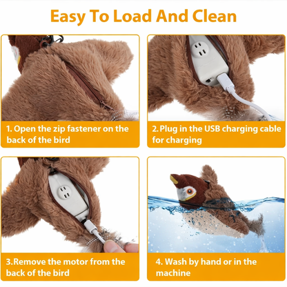 Interactive Flapping & Chirping Bird Cat Toy | USB Rechargeable